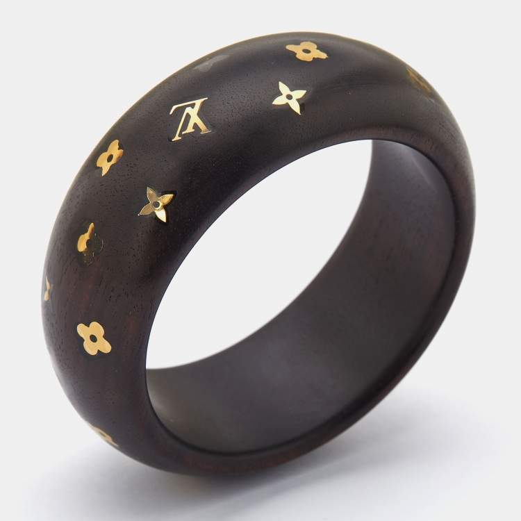 Louis Vuitton Gold Brown Bangle Bracelet