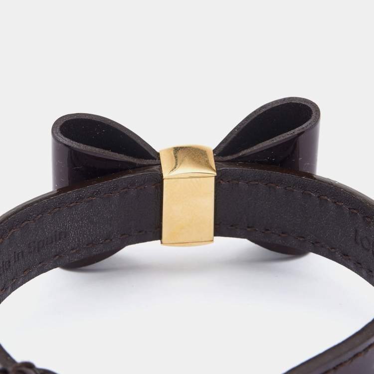 Pre Owned Louis Vuitton Red Leather Gold Tone Bow Bracelet