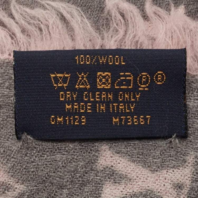 Pre Owned Louis Vuitton Grey/Blue Gradient Wool Monogram Telling Stole