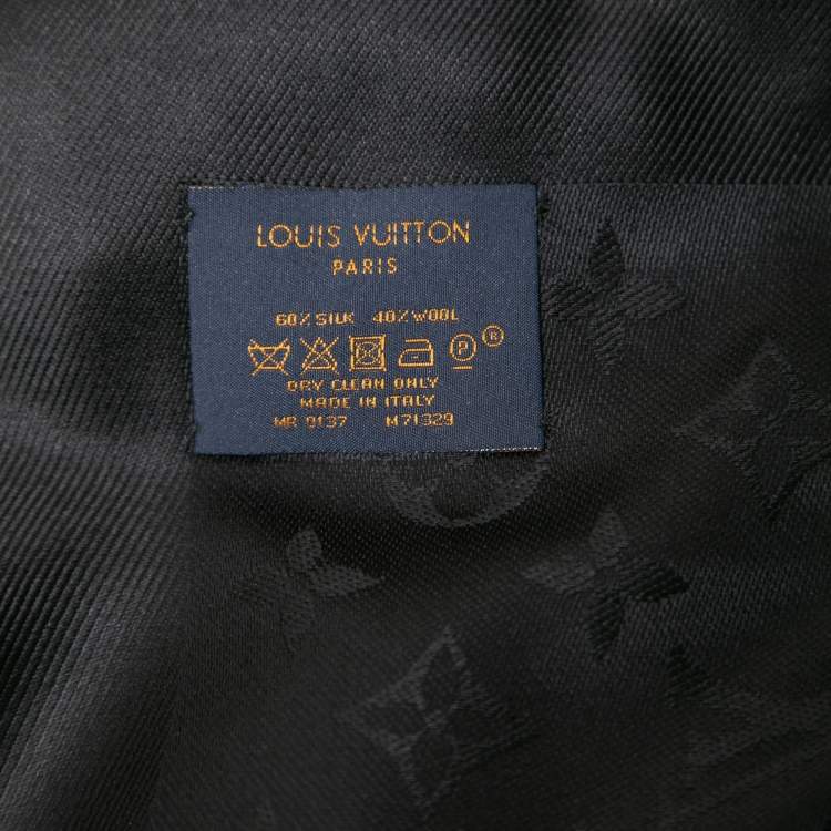 Pre Owned Louis Vuitton Black Wool & Silk Classique Monogram Shawl