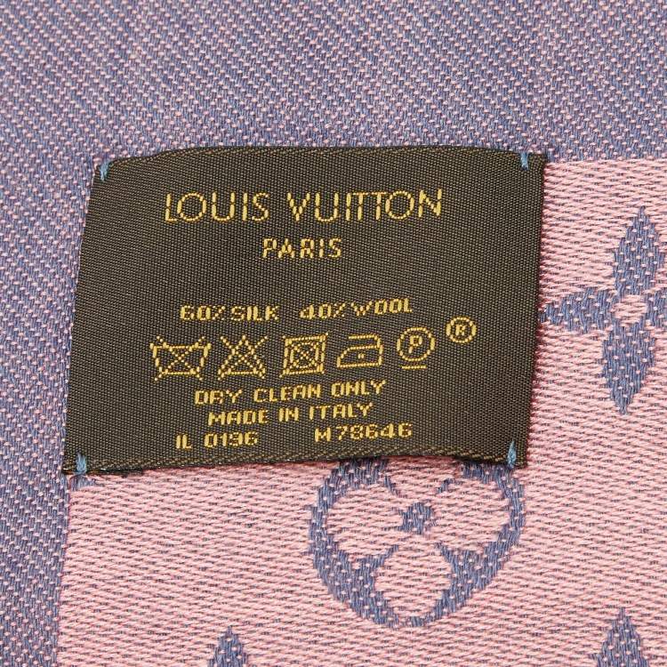 Pre Owned Louis Vuitton Two Tone Logo Monogram Silk & Wool Shawl