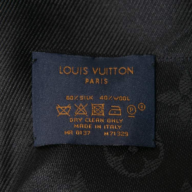 Pre Owned Louis Vuitton Black Wool & Silk Classique Monogram Shawl