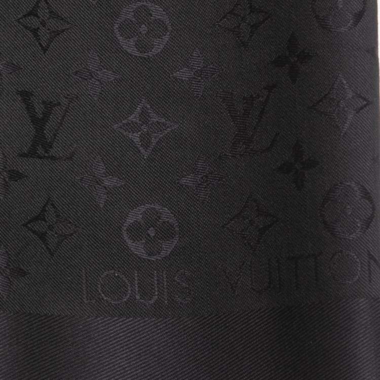 Pre Owned Louis Vuitton Black Wool & Silk Classique Monogram Shawl