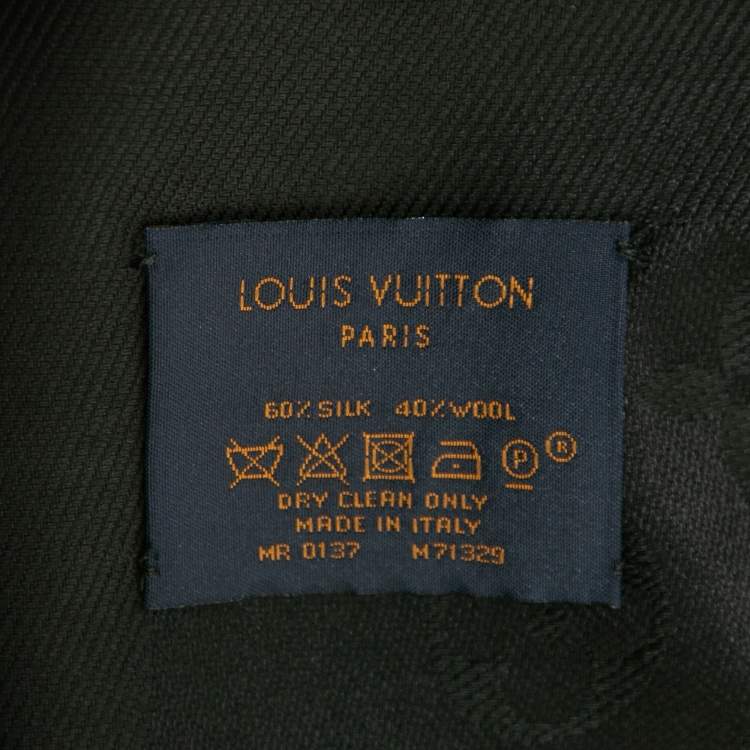 Pre Owned Louis Vuitton Black Wool & Silk Classique Monogram Shawl