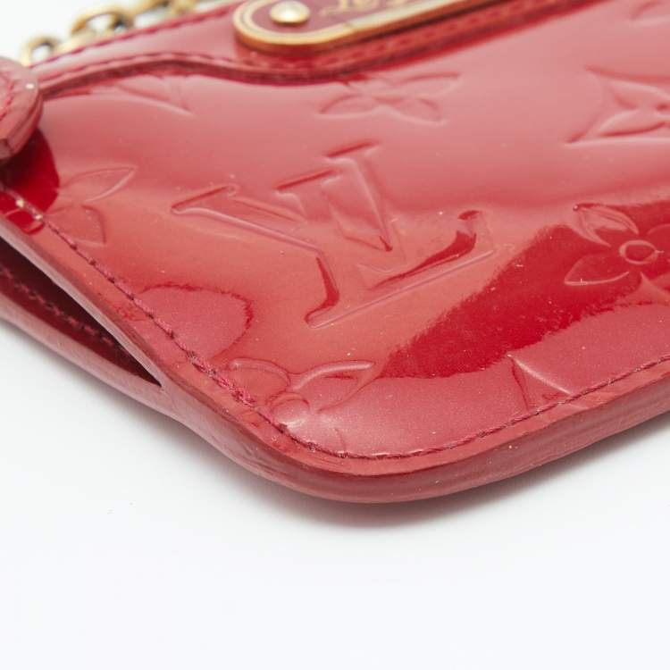 Pre Owned Louis Vuitton Pomme D’amour Monogram Vernis Key Pouch