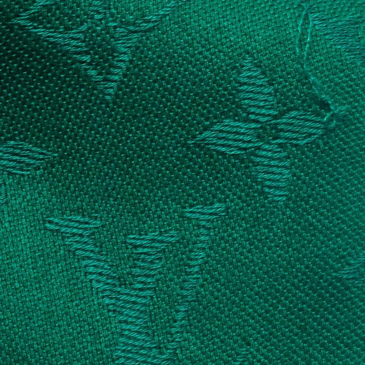 Pre Owned Louis Vuitton Green Silk & Wool Monogram Shawl 
