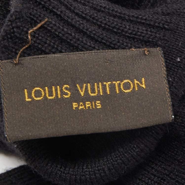 Pre Owned Louis Vuitton Black/Brown Damier Wool Knit Gloves