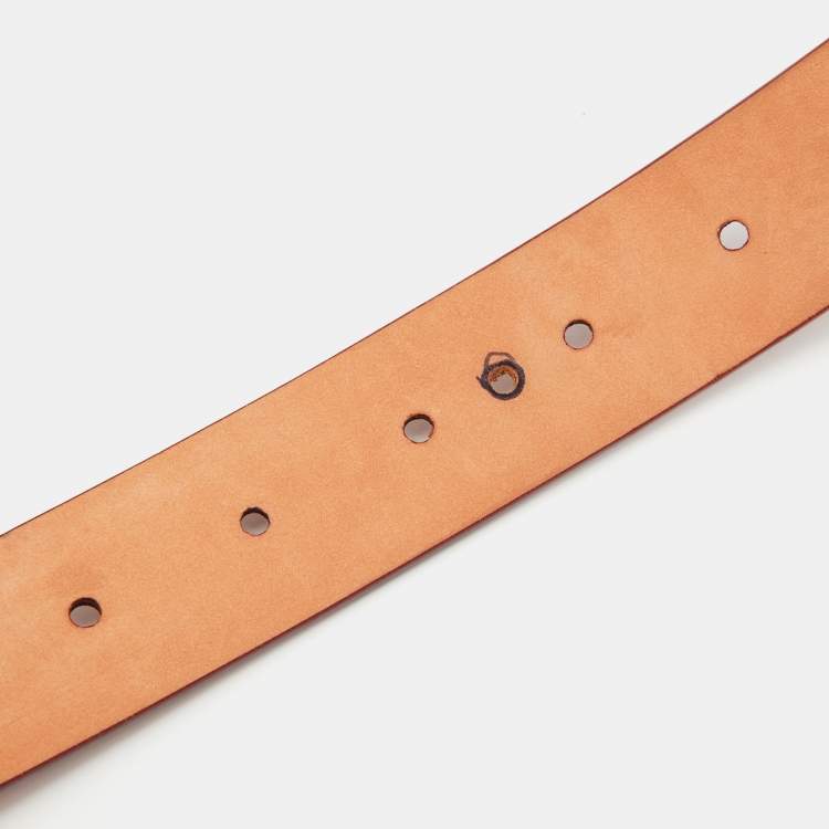 Pre Owned Louis Vuitton Brown Leather LV Initiales Belt 85CM
