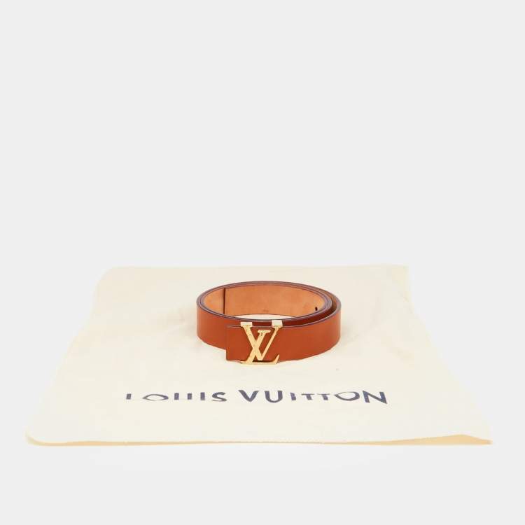Pre Owned Louis Vuitton Brown Leather LV Initiales Belt 85CM