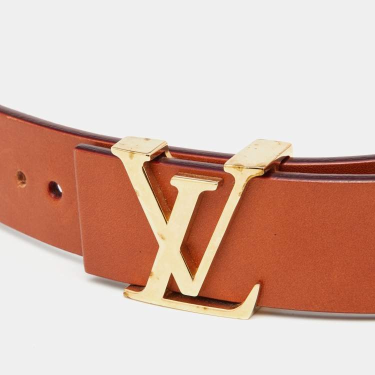 Pre Owned Louis Vuitton Brown Leather LV Initiales Belt 85CM