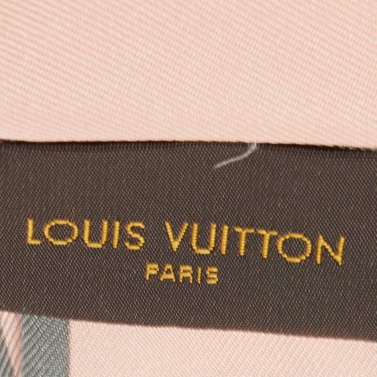 Pre Owned Louis Vuitton Pink Trunks Print Silk Bandeau Scarf