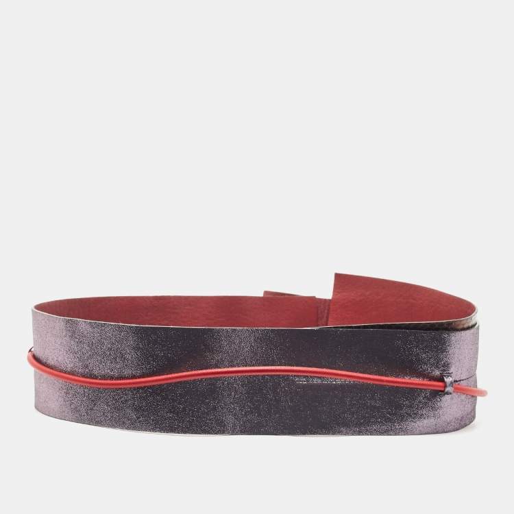 Pre Owned Louis Vuitton Multicolor Leopard Print Leather and Watersnake Wide Tie Belt 