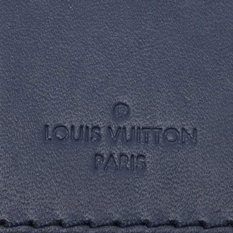 Pre Owned Louis Vuitton Navy Blue Leather Luggage Name Tag