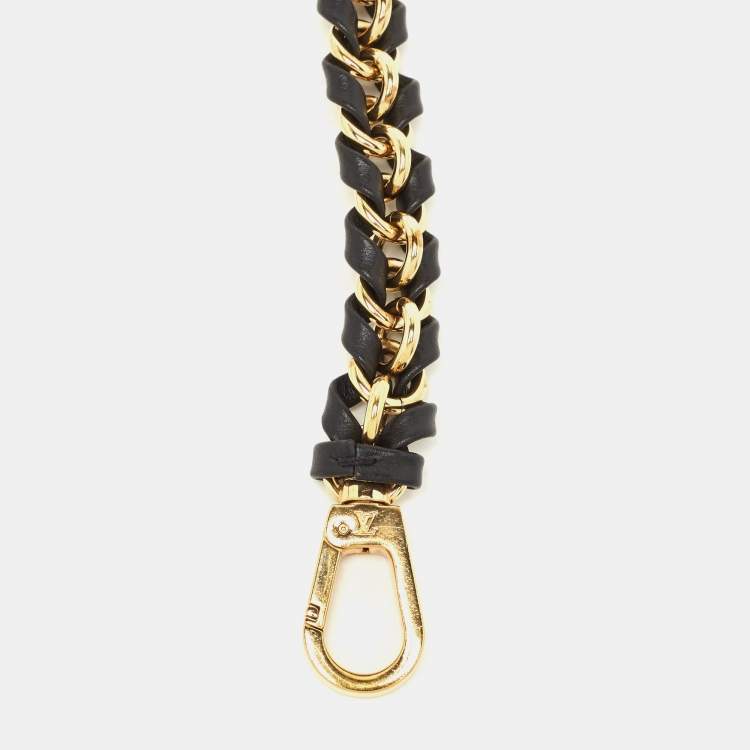Pre Owned Louis Vuitton Black Braided Leather Chain Shoulder Bag Strap
