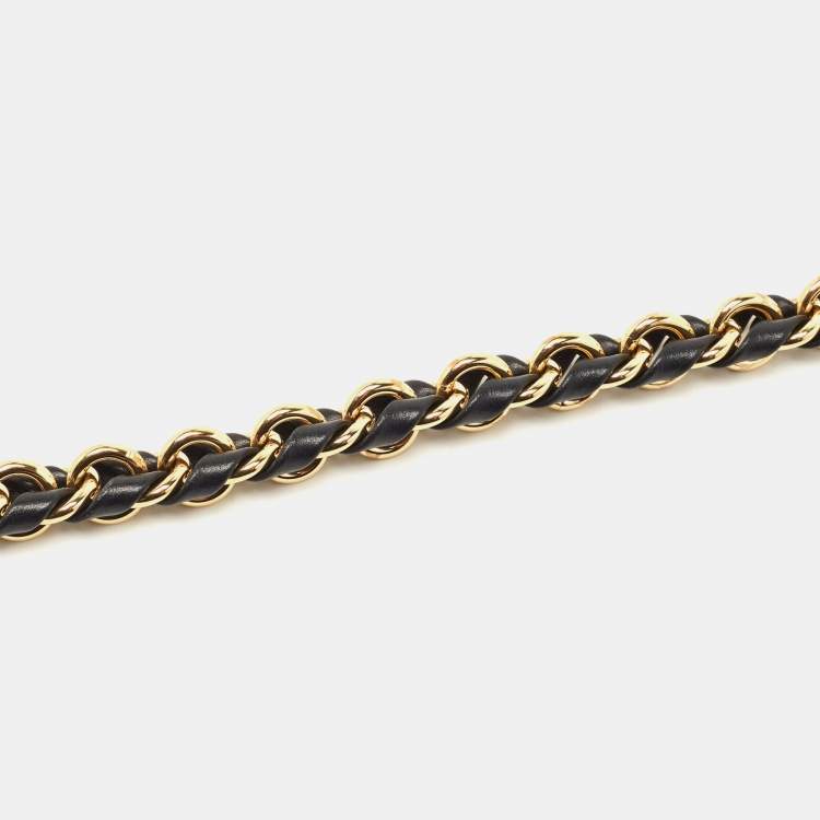 Pre Owned Louis Vuitton Black Braided Leather Chain Shoulder Bag Strap