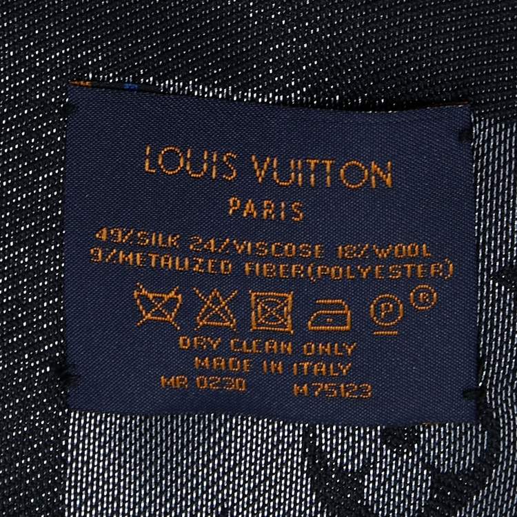 Pre Owned Louis Vuitton Black Silk & Wool Monogram Shine Shawl
