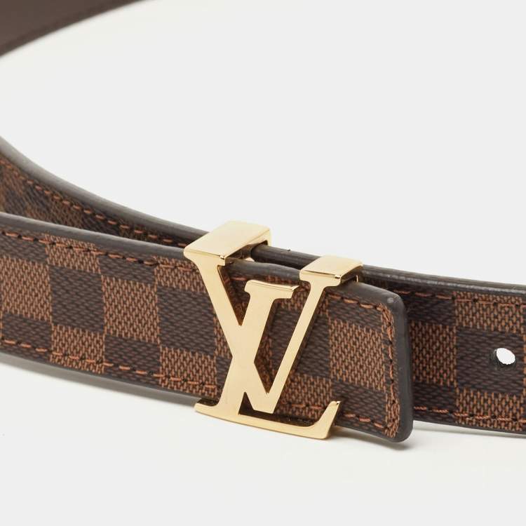 Pre Owned Louis Vuitton Mini Damier Ebene LV Initiales Belt 90CM