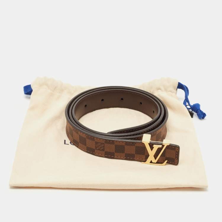 Pre Owned Louis Vuitton Mini Damier Ebene LV Initiales Belt 90CM