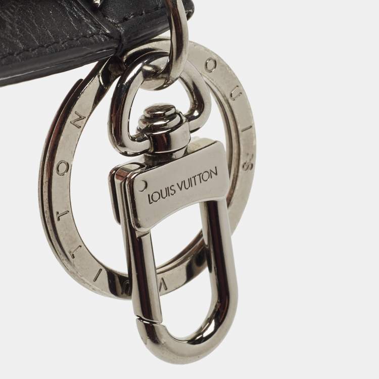 Pre Owned Louis Vuitton Black Leather Shadow Dragonne Key Holder And Bag Charm