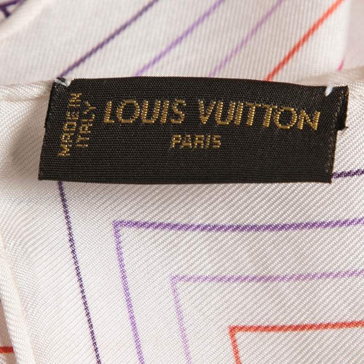 Pre Owned Louis Vuitton White Monogram Doodle Print Silk Scarf