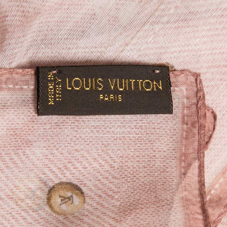 Pre Owned Louis Vuitton Pink Monogram Trunk Print Cotton Scarf