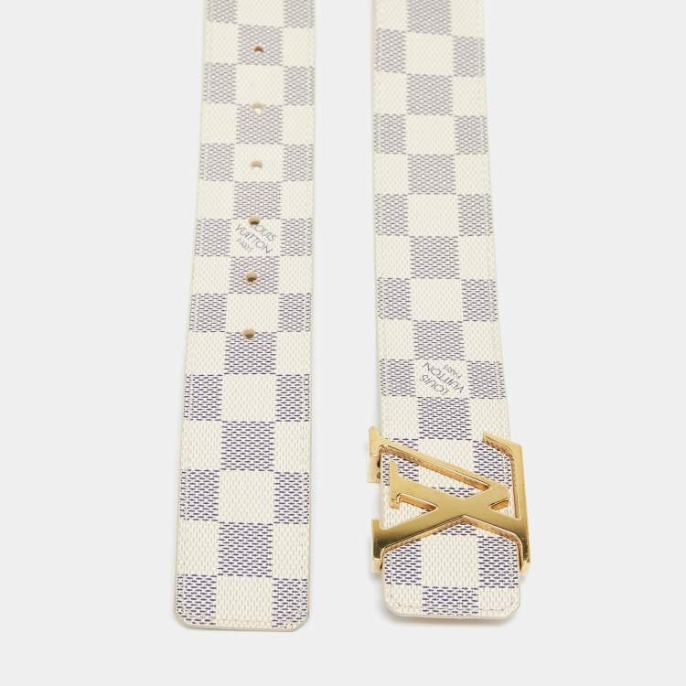 Pre Owned Louis Vuitton Damier Azur Canvas LV Initiales Belt 90 CM