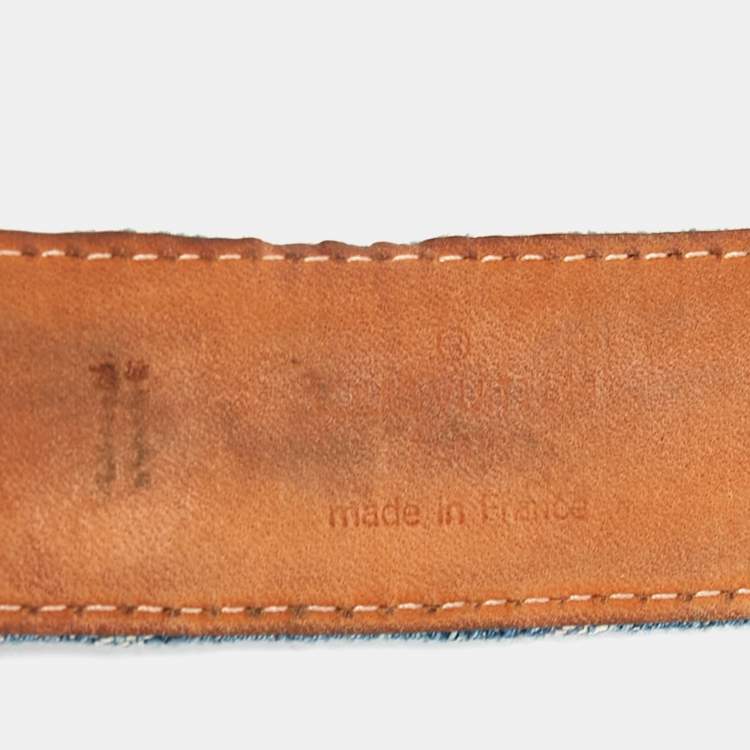 Pre Owned Louis Vuitton Blue Monogram Denim Belt 90CM