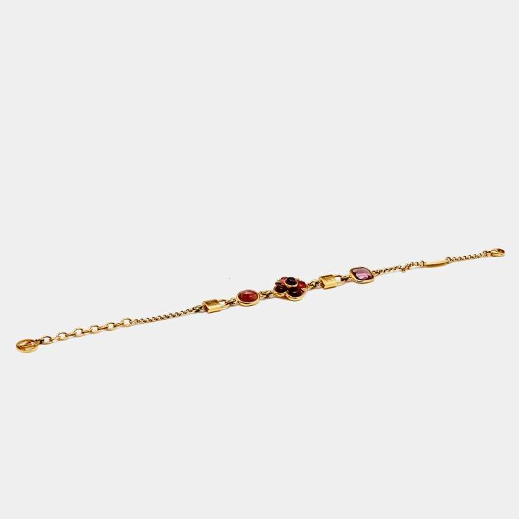 Pre Owned Louis Vuitton Gold Tone Beaded Charm Bracelet