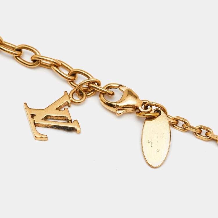 مملوكة مسبقًا Louis Vuitton Gold Tone Crystal Gamble Station Necklace