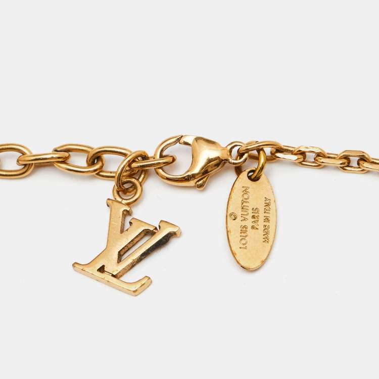 مملوكة مسبقًا Louis Vuitton Gold Tone Crystal Gamble Station Necklace
