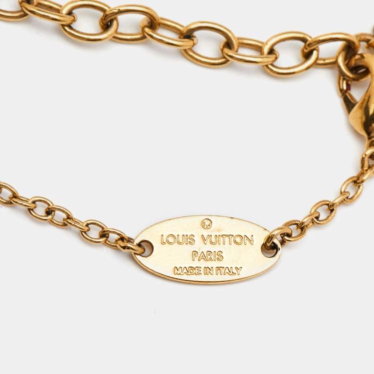 مملوكة مسبقًا Louis Vuitton Essential V Gold & Silver Tone Logo Charm Bracelet