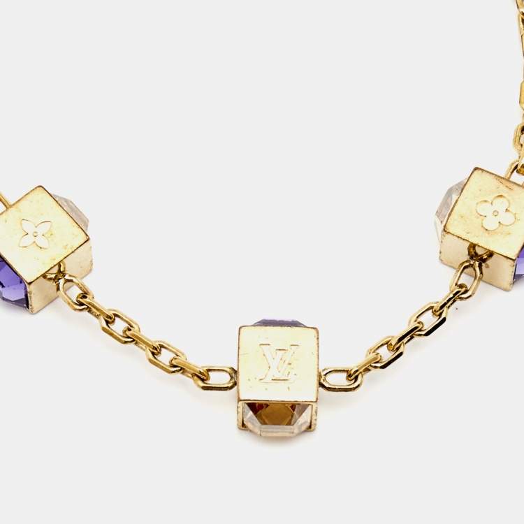 Pre Owned Louis Vuitton Gamble Crystals Gold Tone Bracelet
