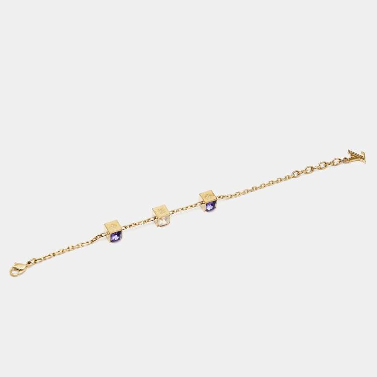 Pre Owned Louis Vuitton Gamble Crystals Gold Tone Bracelet