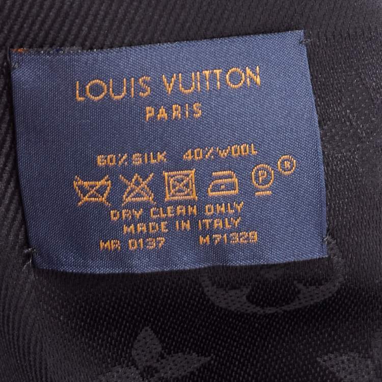 Pre Owned Louis Vuitton Black Silk & Wool Classique Monogram Shawl