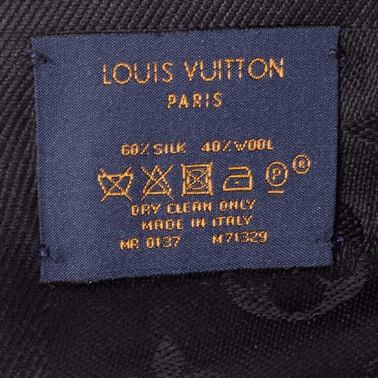 Pre Owned Louis Vuitton Black Silk & Wool Classique Monogram Shawl