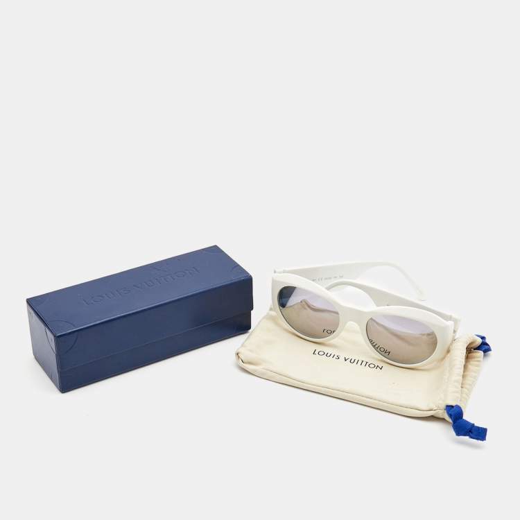 Pre Owned Louis Vuitton White LV Round Sunglasses 