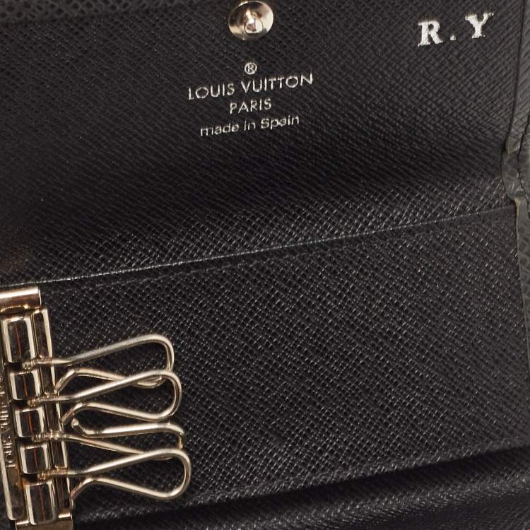 Pre Owned Louis Vuitton Black Leather 4 Key Holder