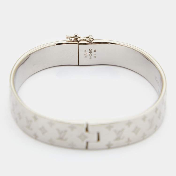 Pre Owned Louis Vuitton Nanogram Cuff Two Tone Bracelet M