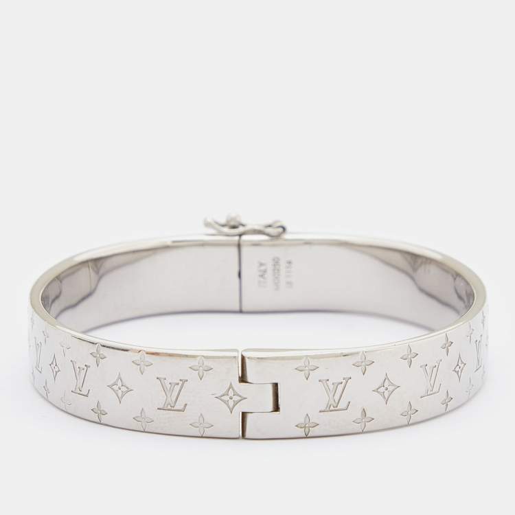 Pre Owned Louis Vuitton Nanogram Cuff Two Tone Bracelet M