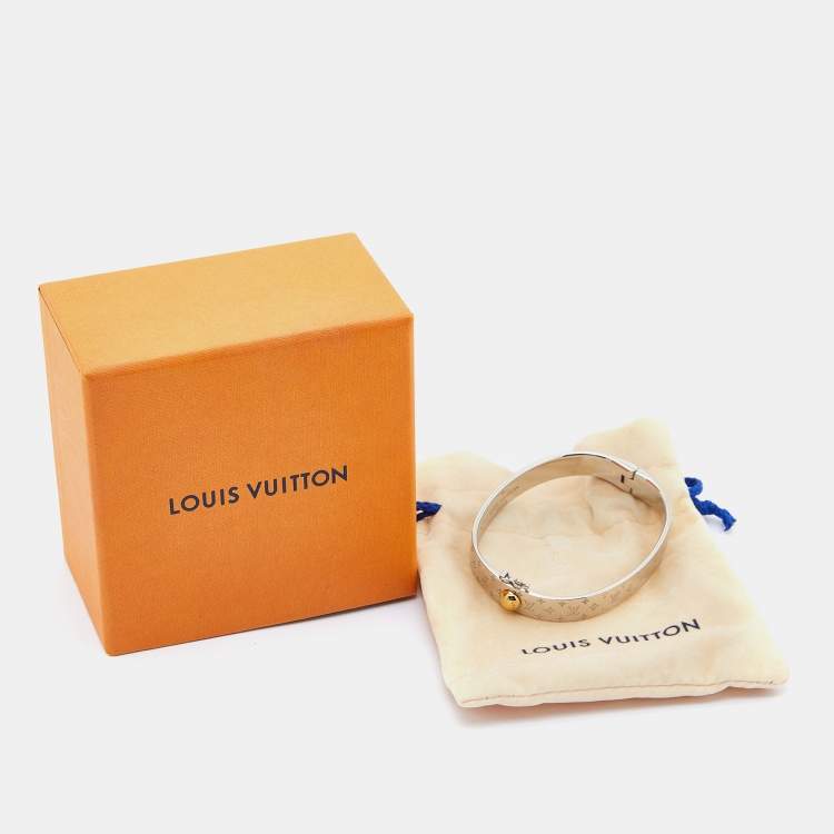 Pre Owned Louis Vuitton Nanogram Cuff Two Tone Bracelet M