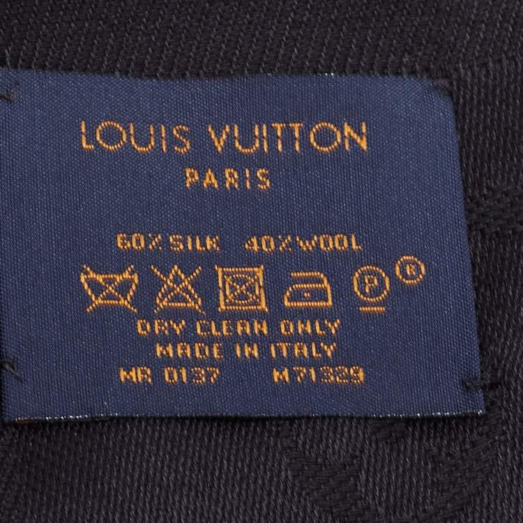 Pre Owned Louis Vuitton Black Silk & Wool Classique Monogram Shawl