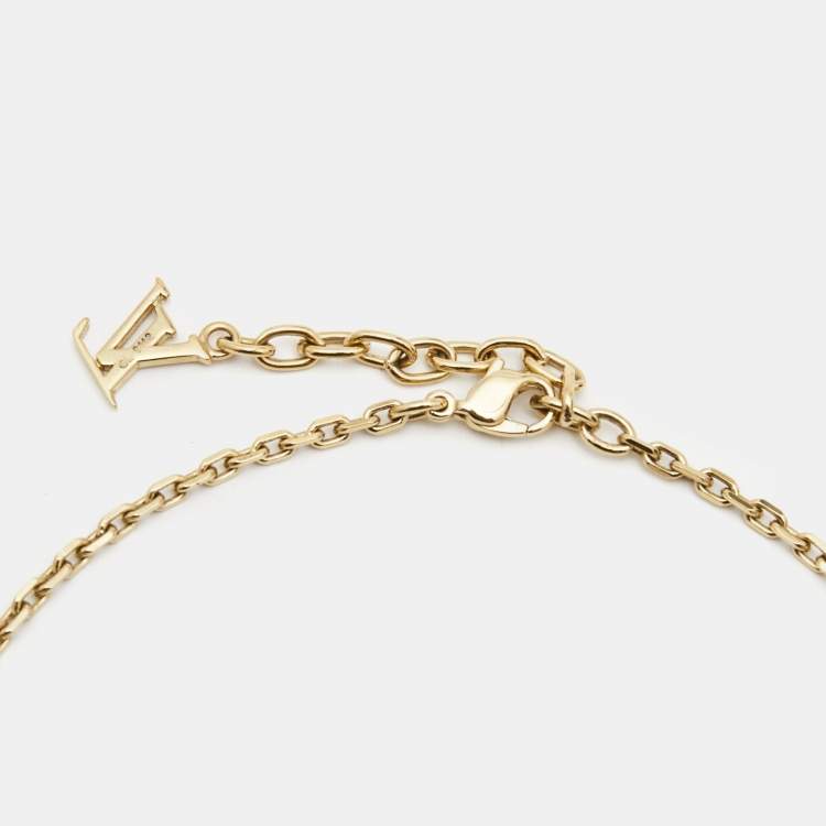 Pre Owned Louis Vuitton Gamble  Crystal Gold Tone Station Necklace