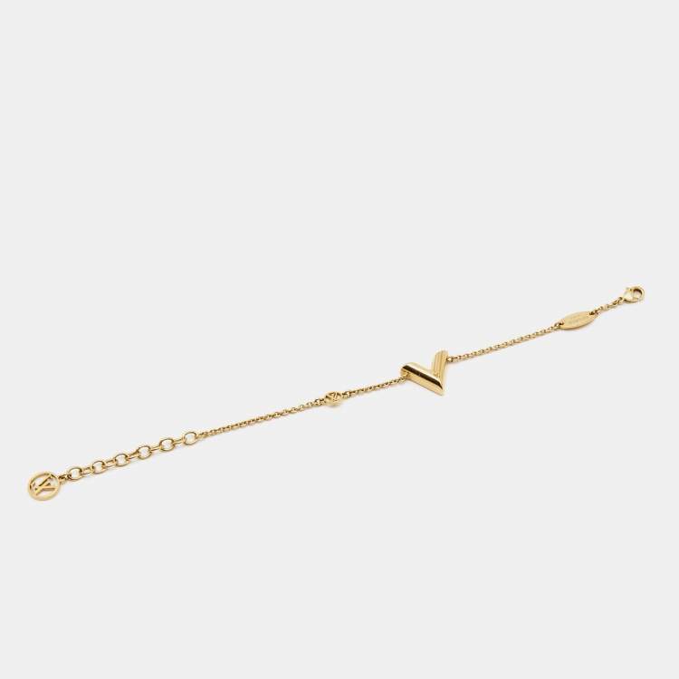 Pre Owned Louis Vuitton Essential V Gold Tone Bracelet