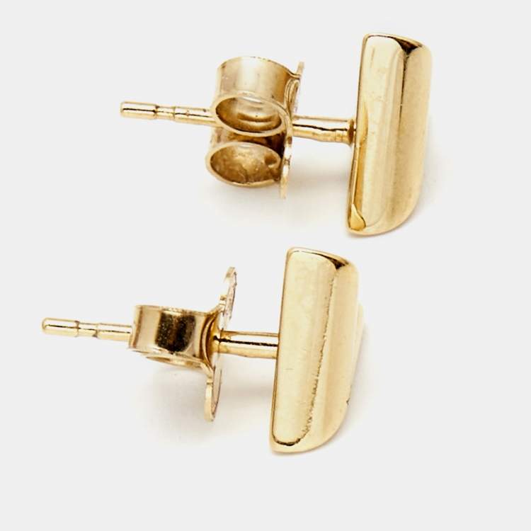 Pre Owned Louis Vuitton Essential V  Gold Tone Earrings