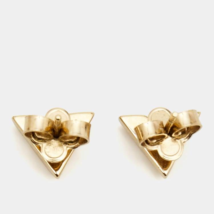 Pre Owned Louis Vuitton Essential V  Gold Tone Earrings