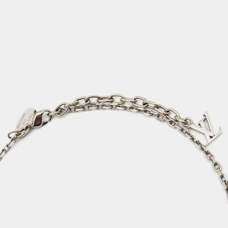 Pre Owned Louis Vuitton Gamble Crystals SIlver Tone Necklace