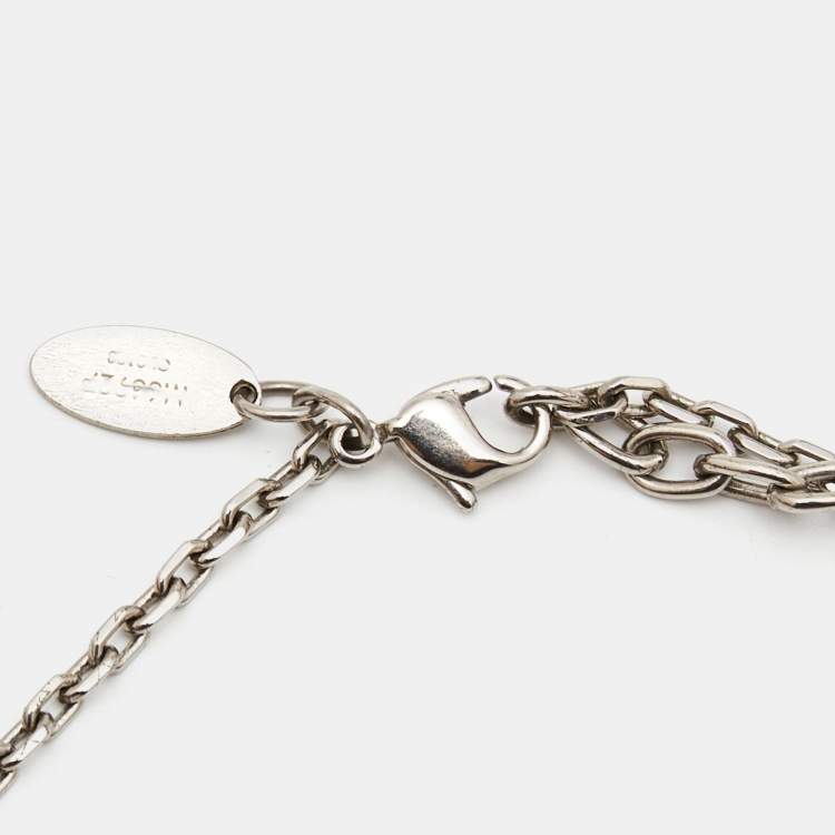 Pre Owned Louis Vuitton Gamble Crystals SIlver Tone Necklace