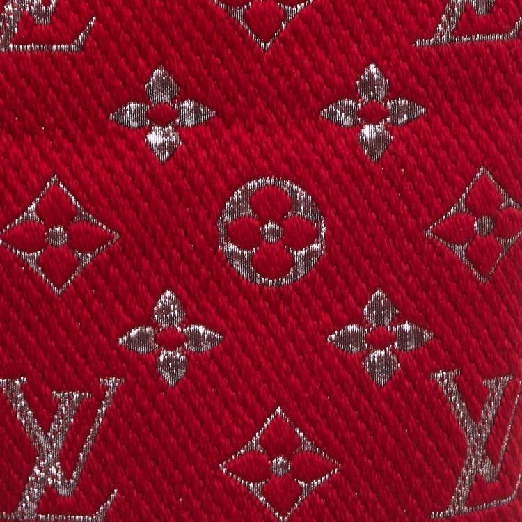 Pre Owned Louis Vuitton Red Wool Logomania Shine Scarf