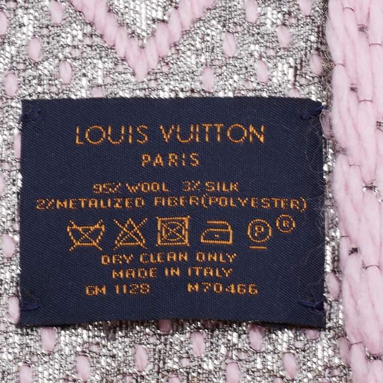 Pre Owned Louis Vuitton Pink Wool Logomania Shine Scarf