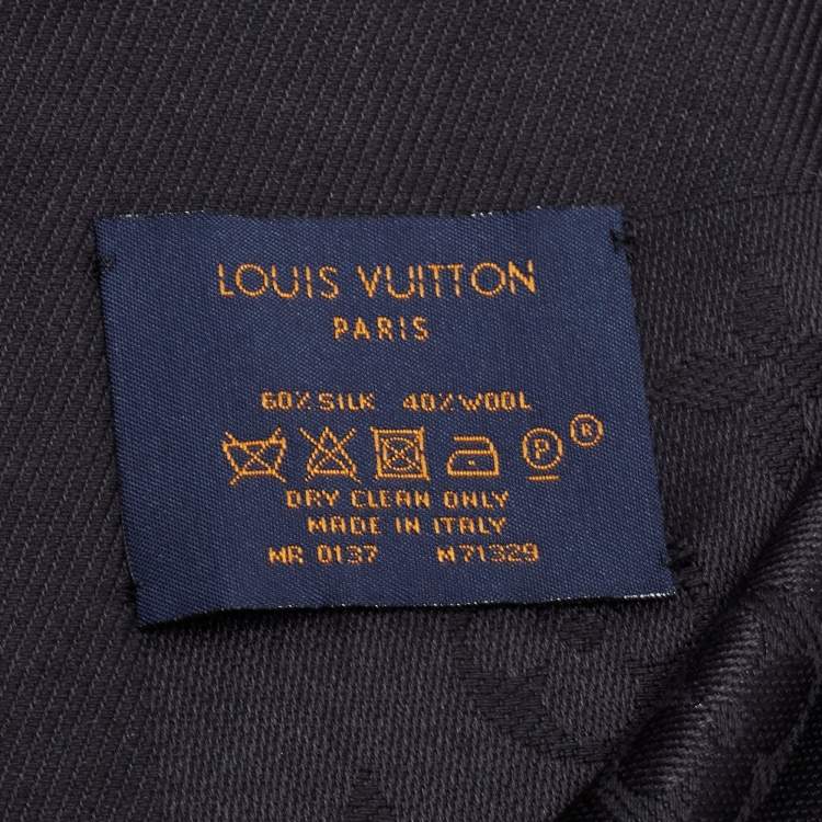 Pre Owned Louis Vuitton Black Silk & Wool Classique Monogram Shawl